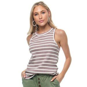 Free People Fired Up Striped Tank in Enchanted Moon Ribbed Knit Size Small